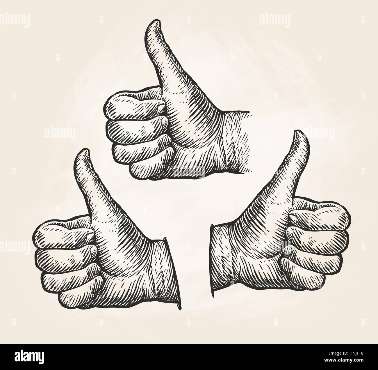 Part, le geste Thumbs up. Sketch Vintage vector illustration Illustration de Vecteur