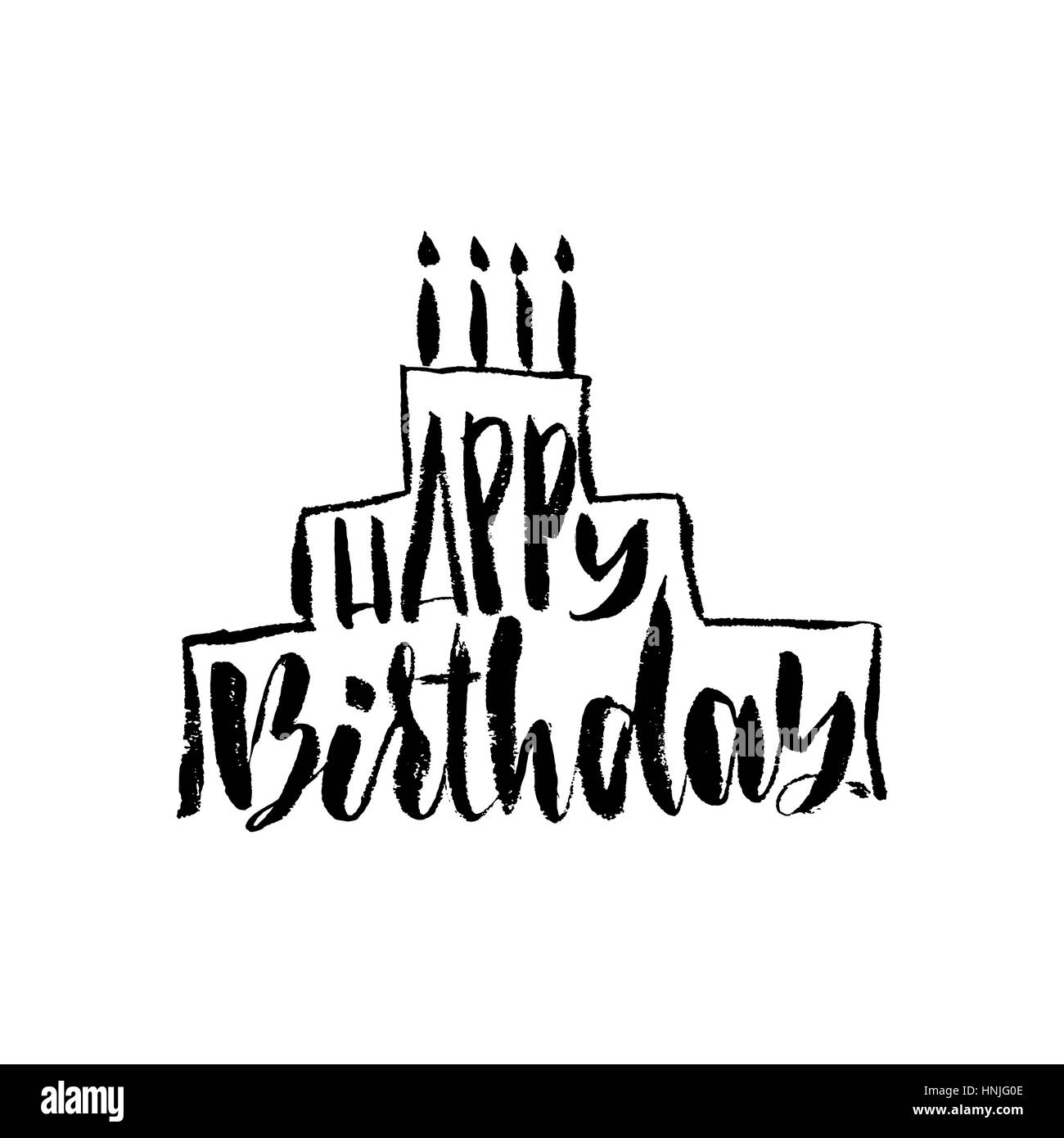 Joyeux anniversaire lettrage pour invitation et carte de souhaits, estampes et affiches. L'inscription à la main, design calligraphique. Vector illustration. Illustration de Vecteur