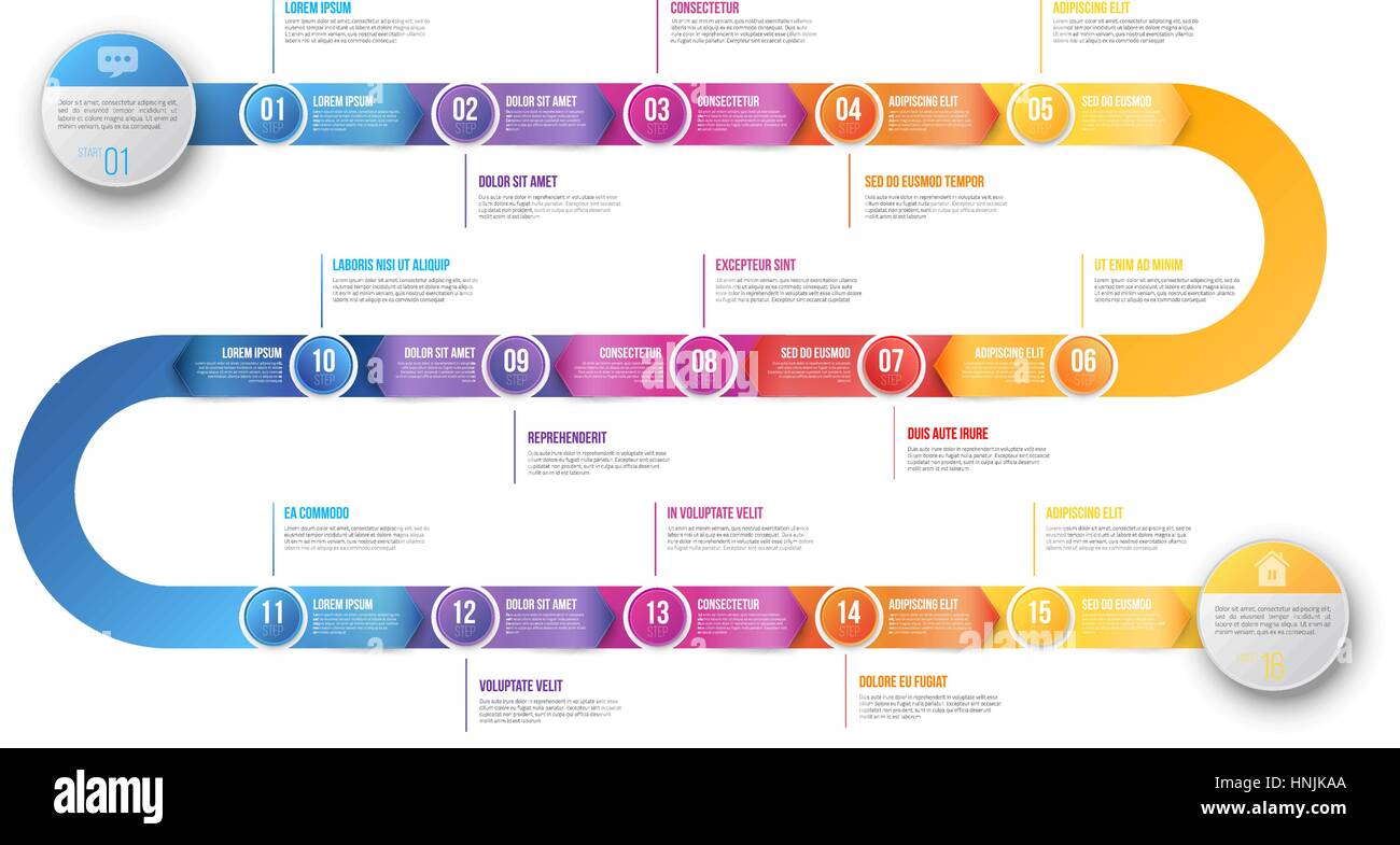 Flèche prend des cours d'Infographie chronologie modèle Illustration de Vecteur