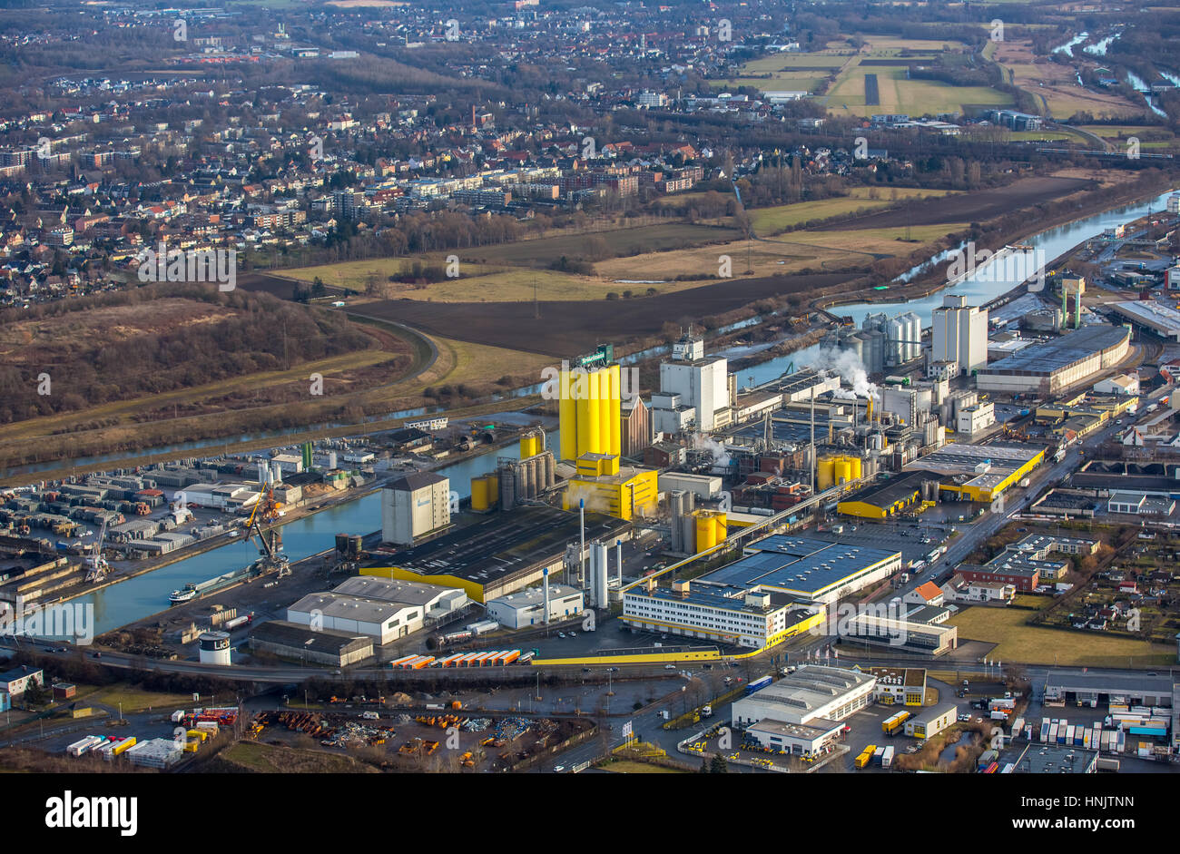 Port de Hamm, moulin à huile Brökelmann, producteur de pétrole, Hamm, Ruhr, Rhénanie du Nord-Westphalie, Allemagne Banque D'Images