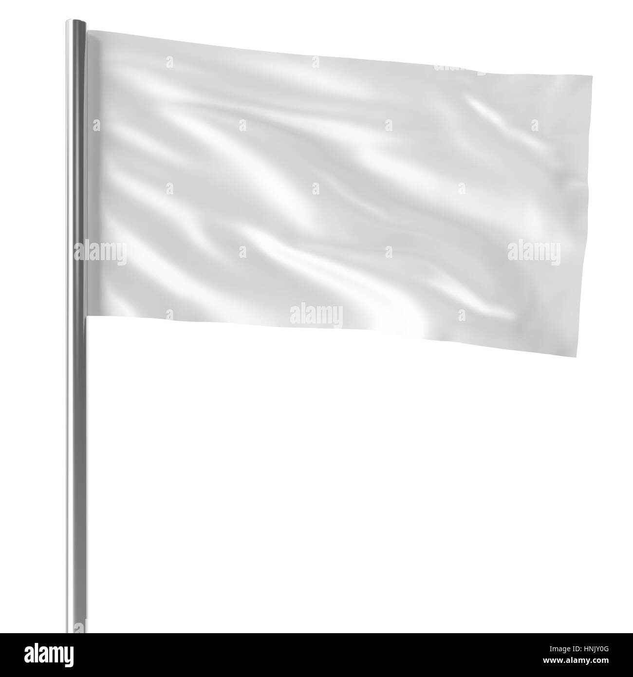 Drapeau blanc sur le mât au vent vide maquette, pavillon isolé sur fond blanc. Maquette vierge pour vos projets de conception, rendu 3D Banque D'Images Drapeau blanc sur le mât au vent vide maquette, pavillon isolé sur fond blanc. Maquette vierge pour vos projets de conception, rendu 3D Banque D'Images