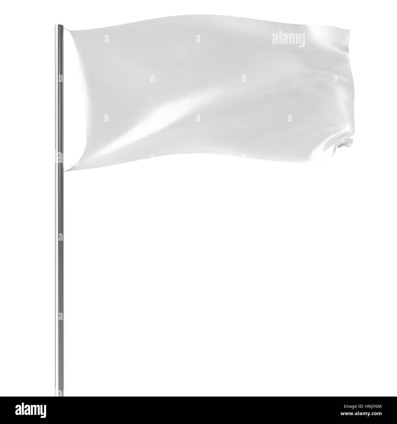 Drapeau blanc sur le mât au vent vide maquette, pavillon isolé sur fond blanc. Maquette vierge pour vos projets de conception, rendu 3D Banque D'Images Drapeau blanc sur le mât au vent vide maquette, pavillon isolé sur fond blanc. Maquette vierge pour vos projets de conception, rendu 3D Banque D'Images