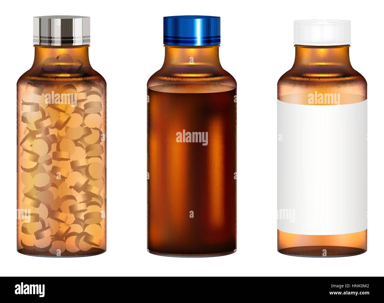 Ambre véritable médecine verre bouteille de pilules Illustration de Vecteur
