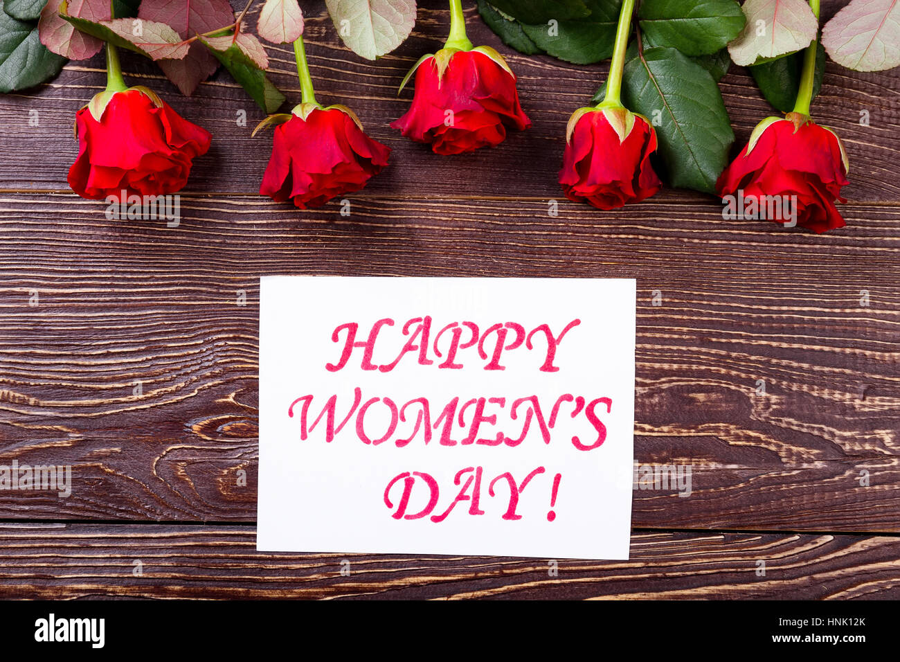 Carte de la Journée de la femme et roses. Banque D'Images