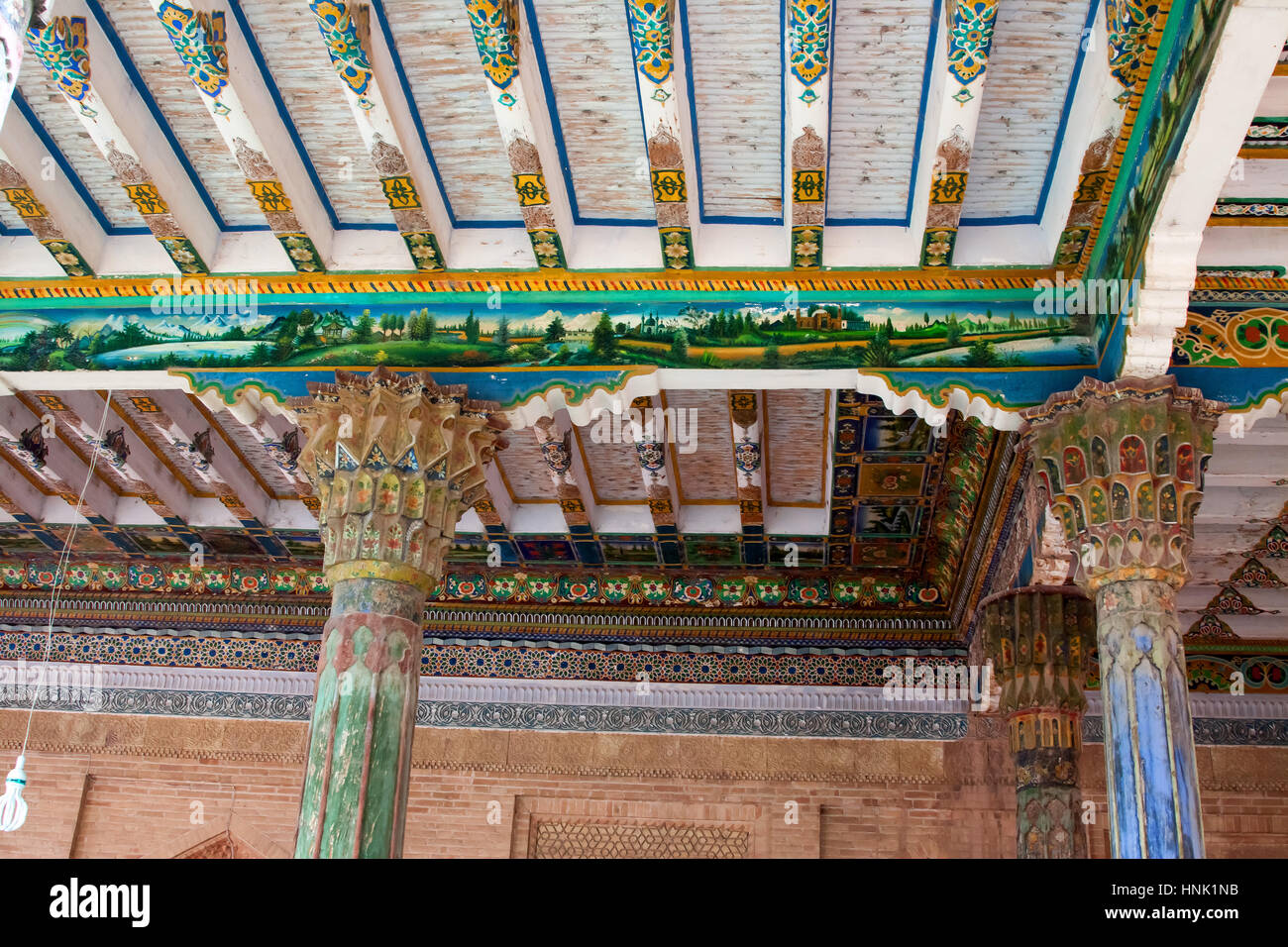 Paysage peint de la tombe d'Apak Hoja, Kashgar, région autonome du Xinjiang, Chine. Banque D'Images