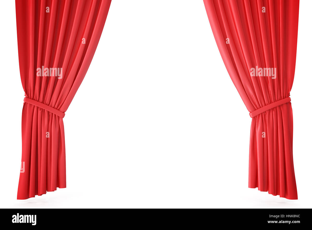 Rideaux de scène en velours rouge cramoisi, draperie de théâtre. Des rideaux de soie rouge classique, rideau de théâtre. Le rendu 3D Banque D'Images