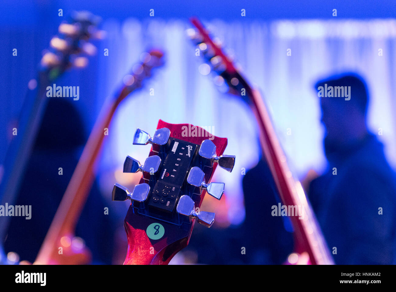 Une force G Gibson Guitar tuner est indiqué sur une Gibson SG guitare à la Gibson stand à la 2016 International Consumer Electronics Show (CES) de Las Vega Banque D'Images