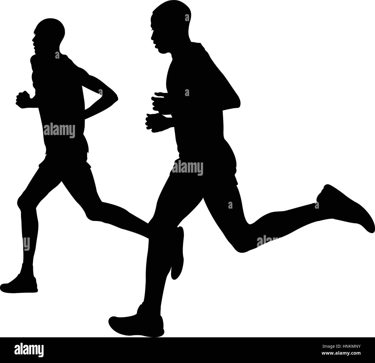 Deux dirigeants de l'athlète Kenyan marathon runner run silhouette noire Illustration de Vecteur