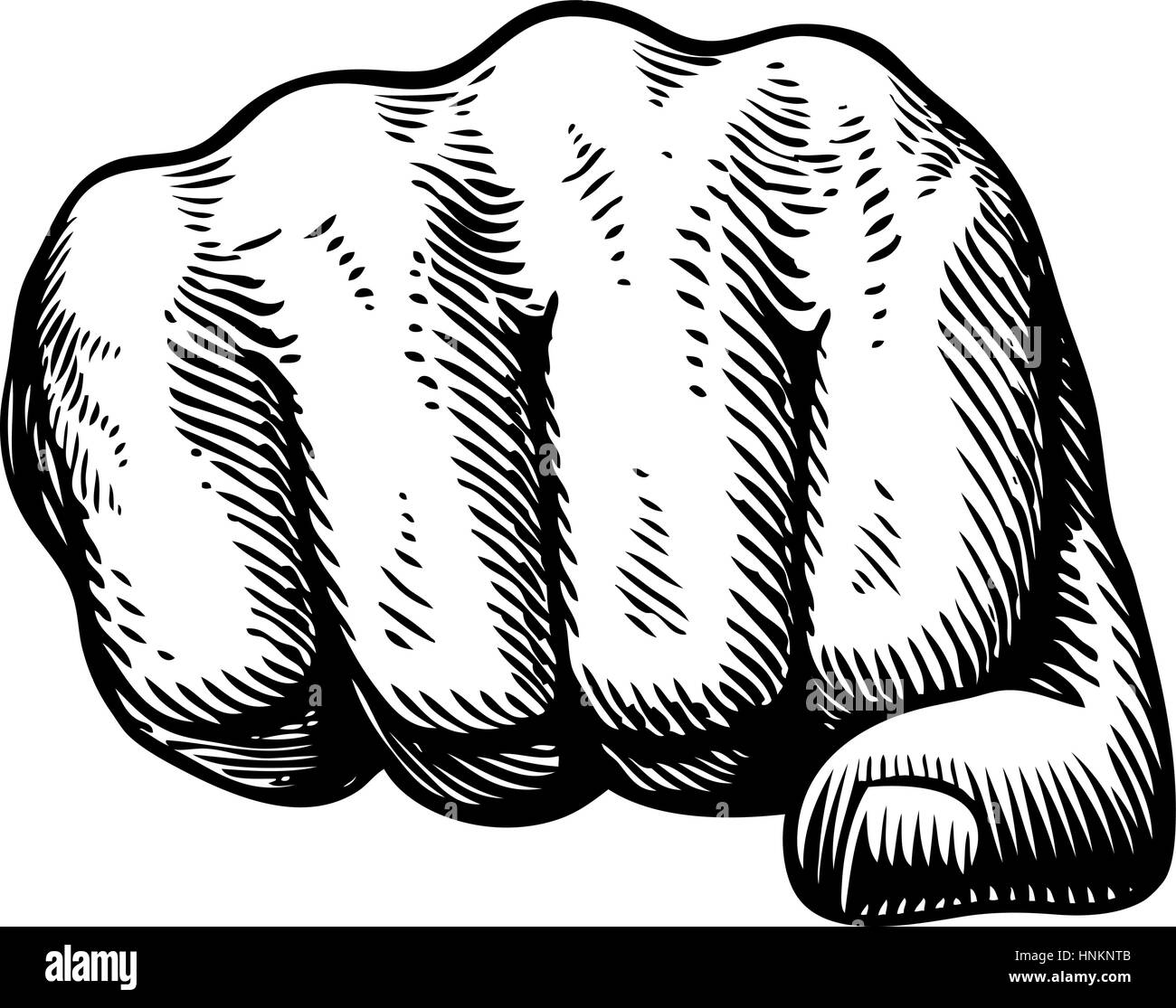 Fist, geste de la main de croquis. Symbole d'un poinçon. Vector illustration isolé sur fond blanc Illustration de Vecteur