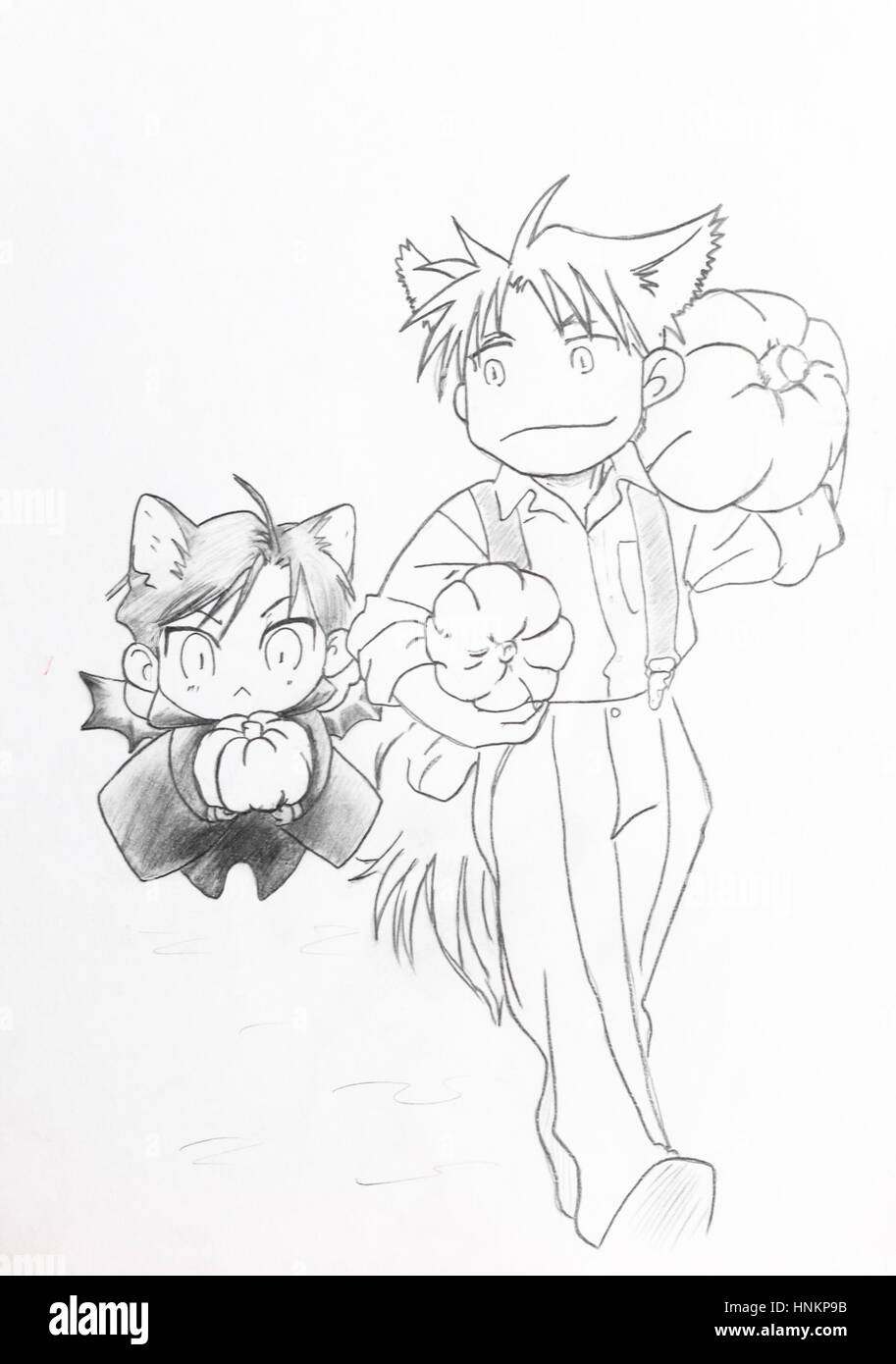 Dessin Dans Le Style De L Anime L Image D Un Personnage Une Fille Chat Dans La Photo Dans Le Style De L Animation Japonaise Photo Stock Alamy