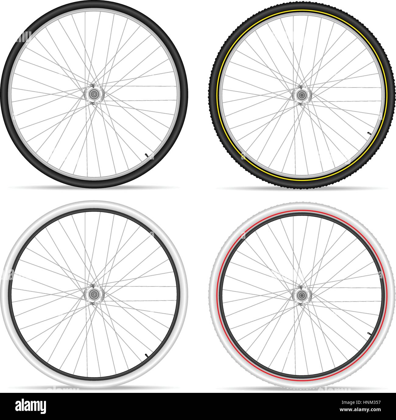 Roues de vélo sur un fond blanc. Vector illustration. Illustration de Vecteur