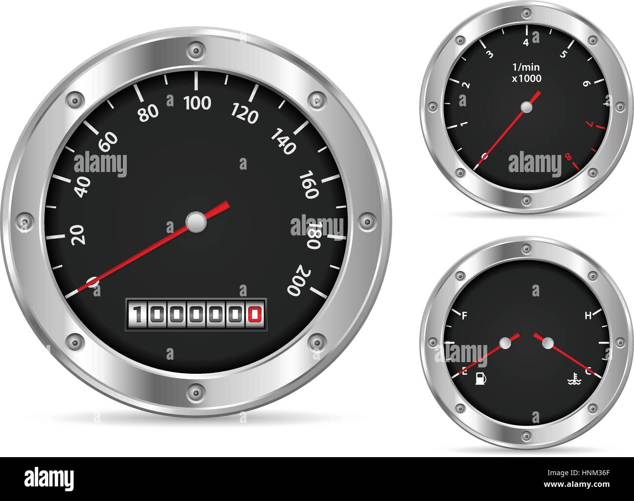 Les éléments de tableau de bord de voiture sur un fond blanc. Illustration de Vecteur