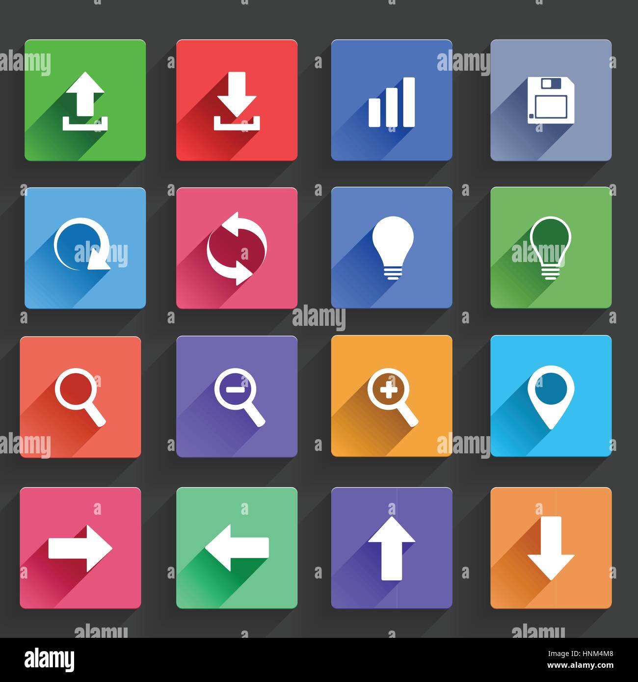 Icônes de navigation Web Application vecteur situé dans Télévision Design avec de longues ombres Illustration de Vecteur
