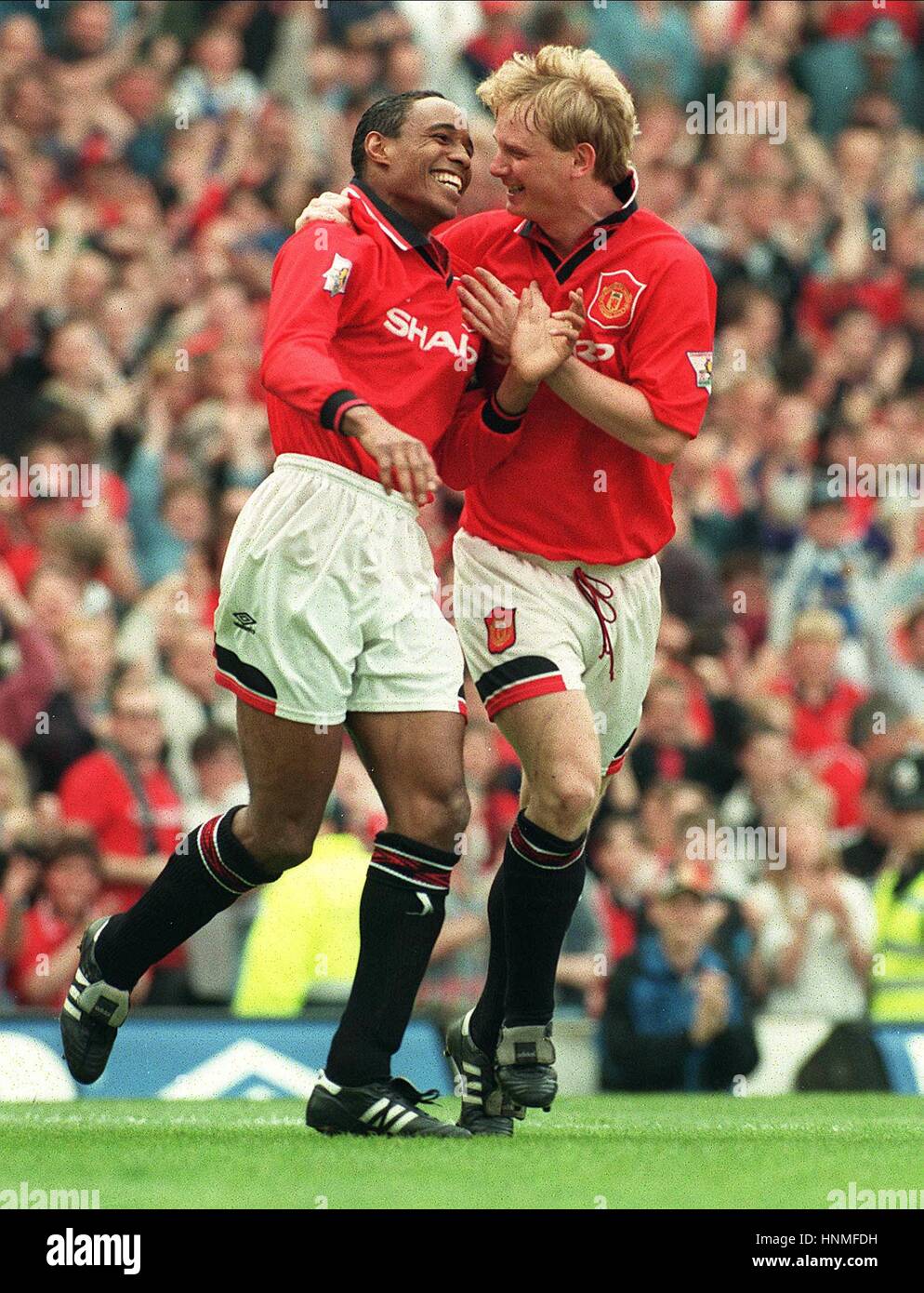 DAVID PEUT PAUL INCE MANCHESTER UNITED V MANCHESTER SHEFFIELD UTD V SHEFFIELD MERCREDI 07 MAI 1995 Banque D'Images