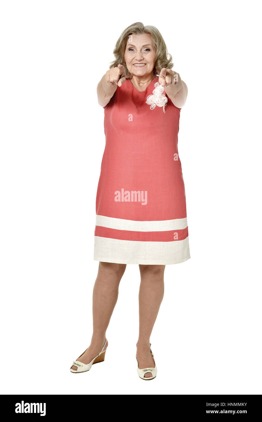 Femme âgée en pointant robe Banque D'Images Femme âgée en pointant robe Banque D'Images
