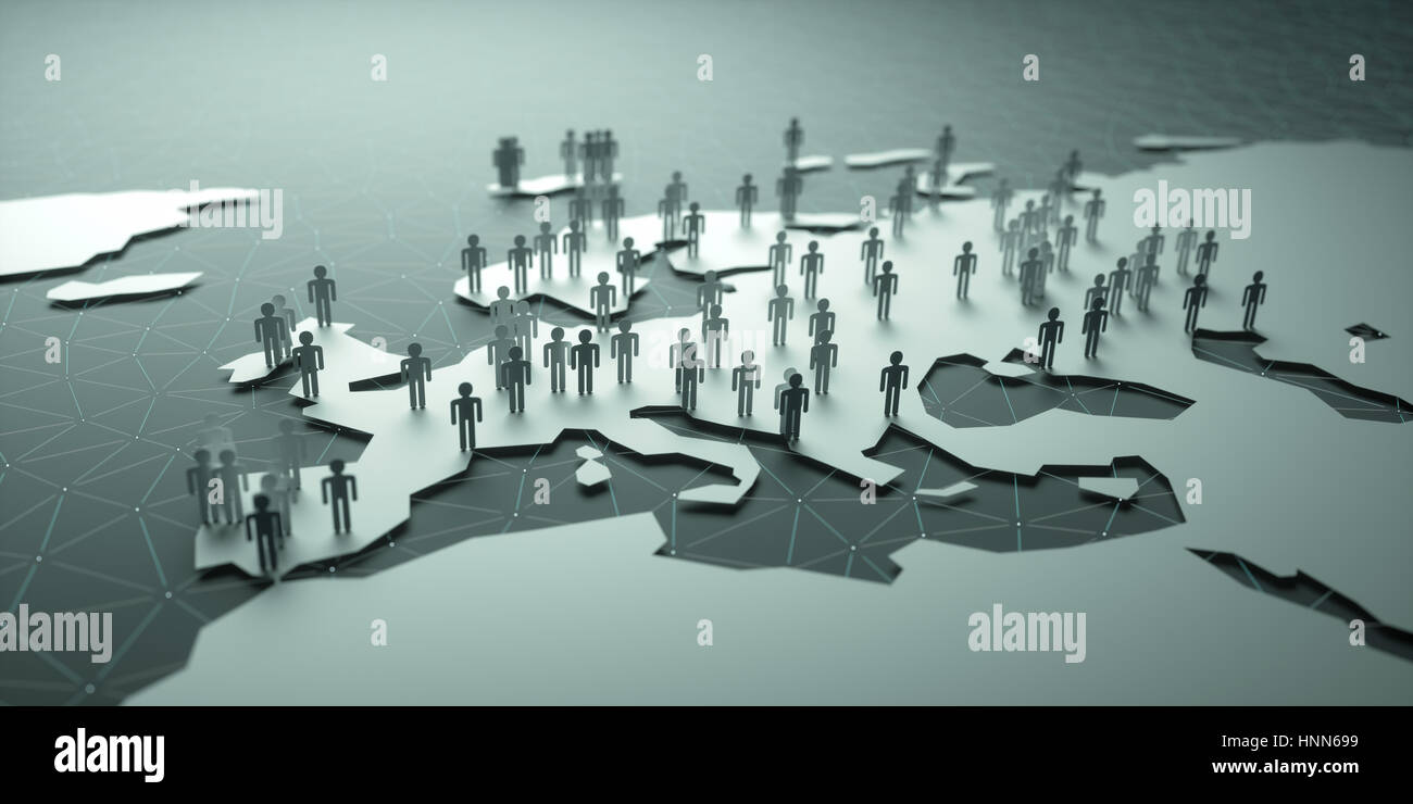 3D illustration de personnes sur le site, représentant le pays de la démographie. Banque D'Images