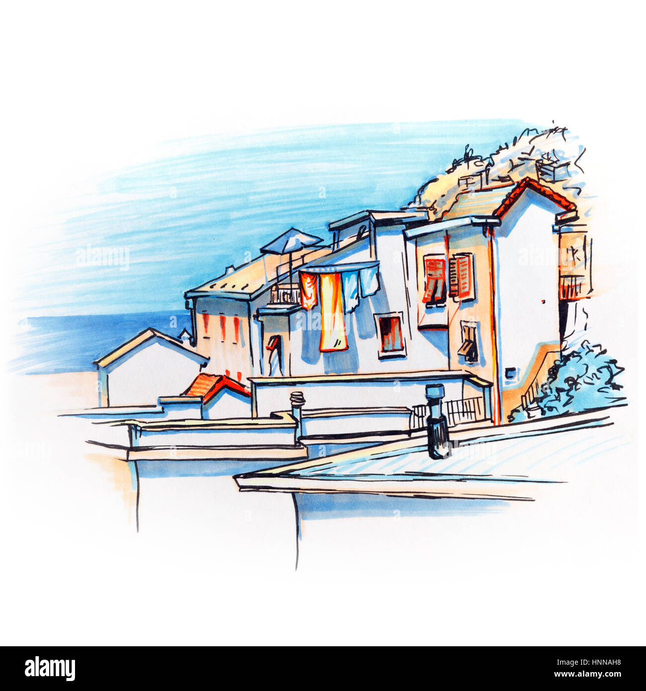 Maisons colorées à Manarola, Ligury, Italie Banque D'Images