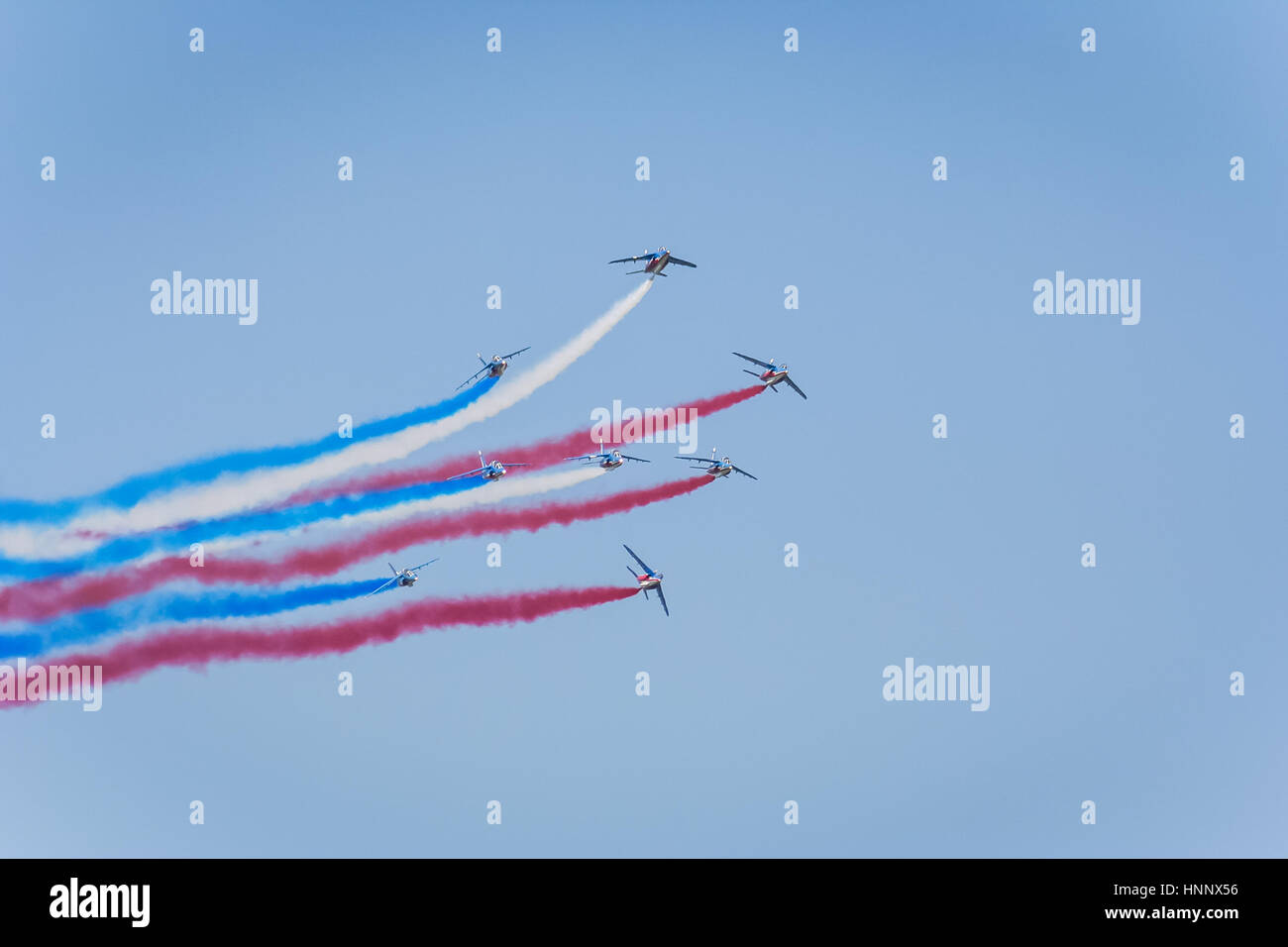 French air force aerobatic team de faire un split. Banque D'Images