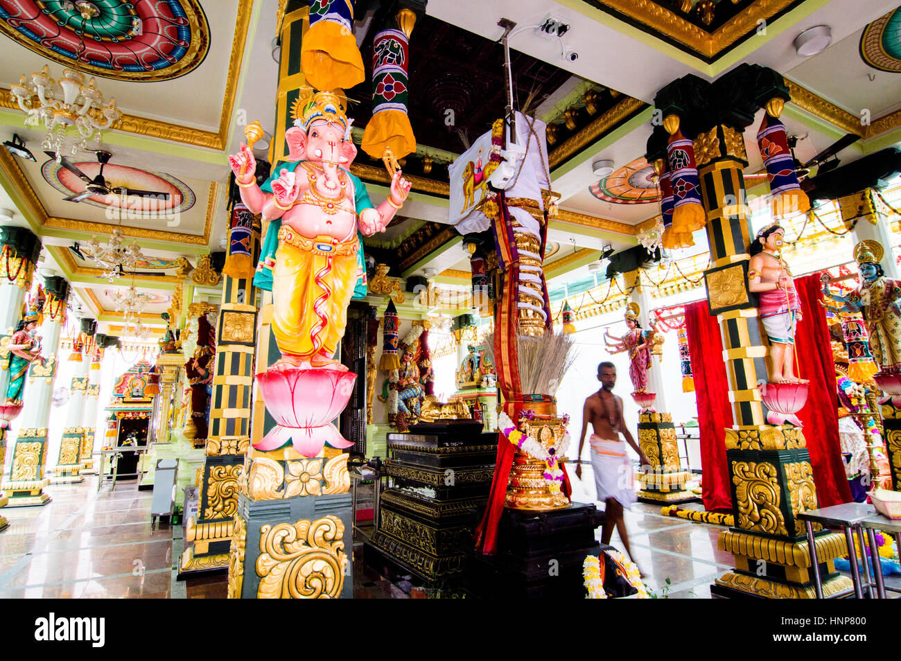 L'intérieur, Sri Maha Mariamman Temple, Georgetown, Penang, Malaisie Banque D'Images