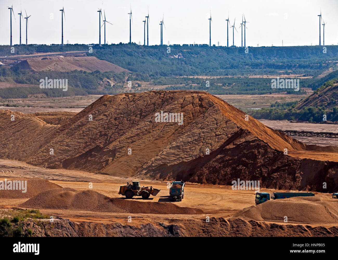 Zone d'exploitation minière Garzweiler I, début de l'exploitation du lignite, éoliennes, Garzweiler, Jüchen, zone d'exploitation du lignite rhénan Banque D'Images