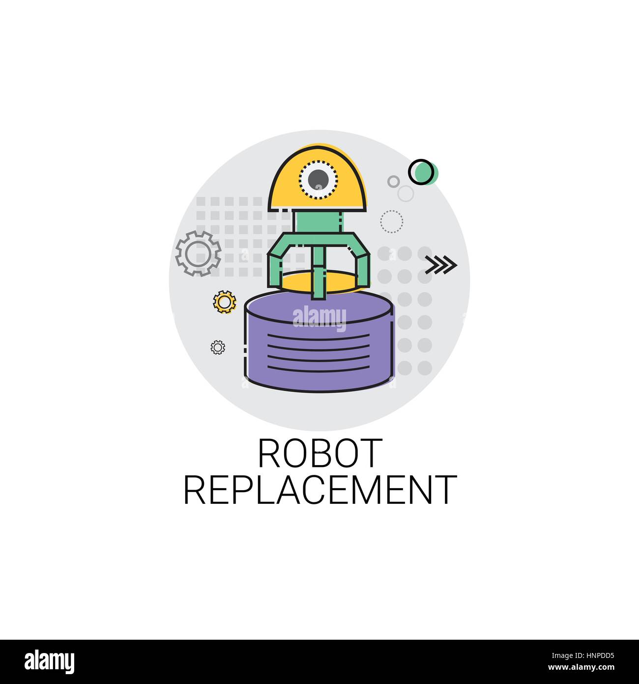Robot remplacer des machines de production de l'industrie de l'automatisation industrielle Icon Illustration de Vecteur