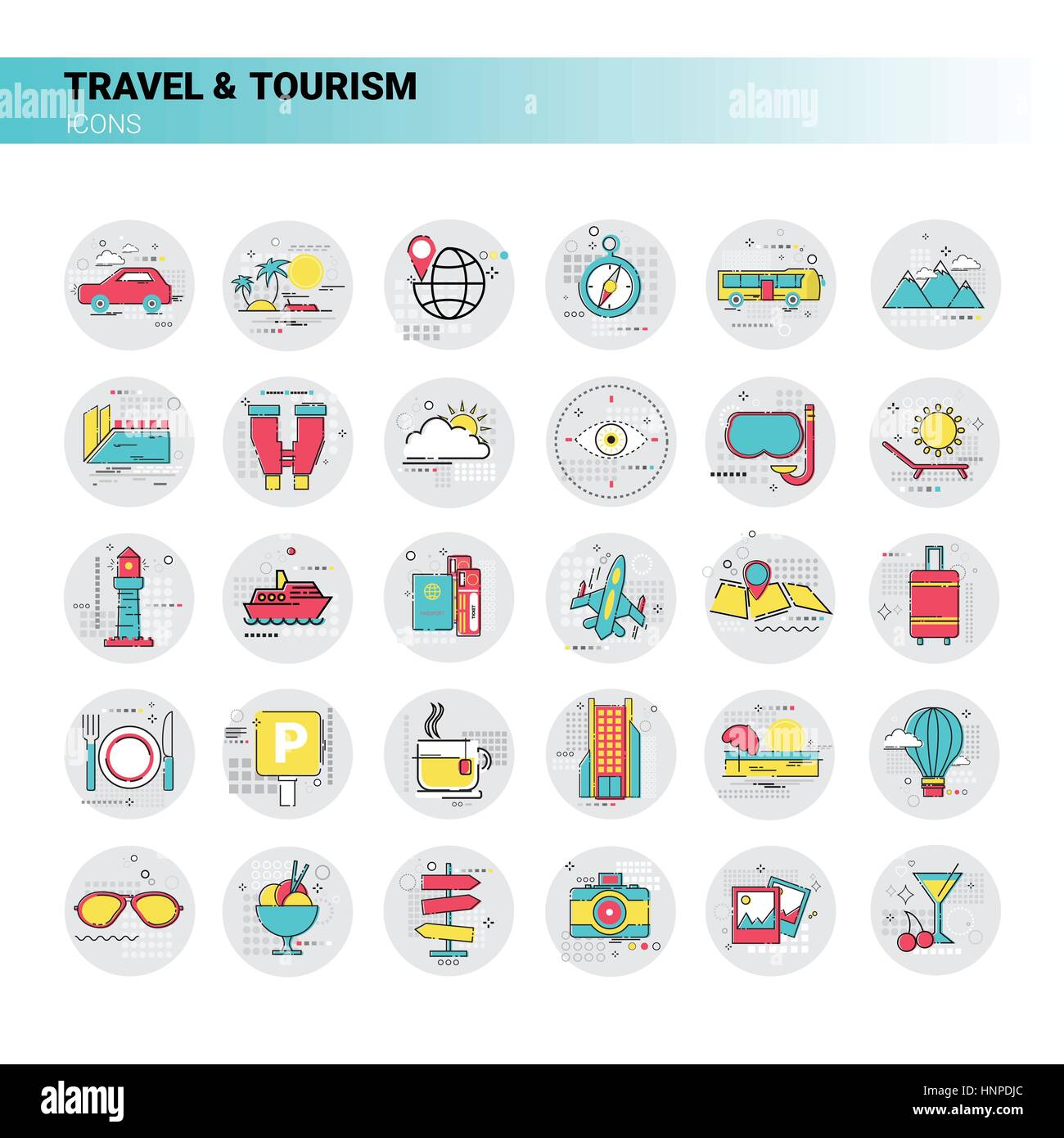 Voyage Tourisme voyage locations de vacances Icon Set Illustration de Vecteur
