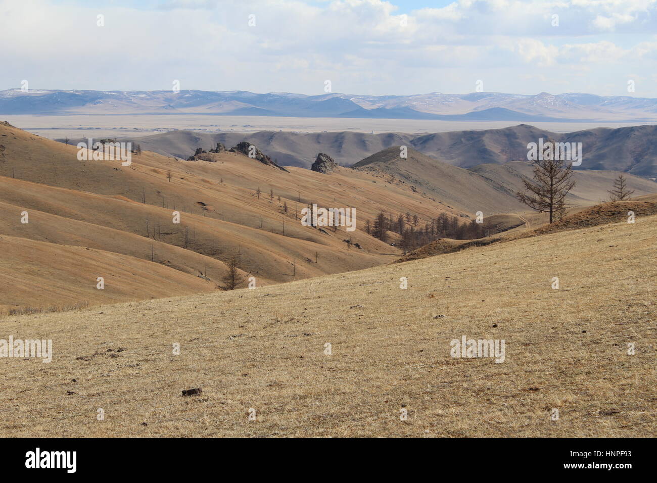 Les dunes et les collines dans le Parc National de Gorkhi Terelj, Mongolie Banque D'Images