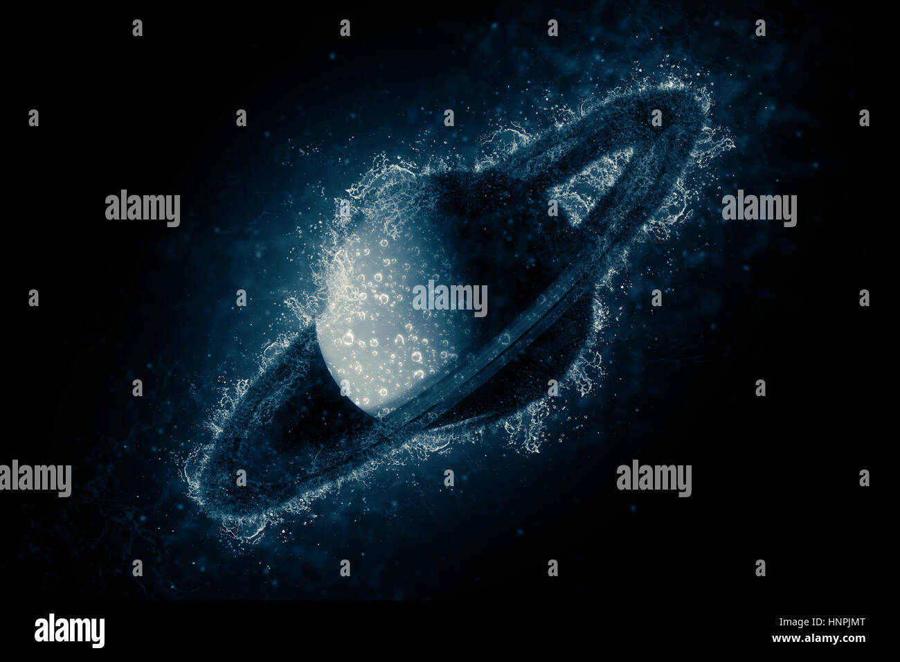 Dans l'eau - planète Saturne. L'art de la science-fiction du système solaire. Éléments de cette image fournie par la NASA Banque D'Images