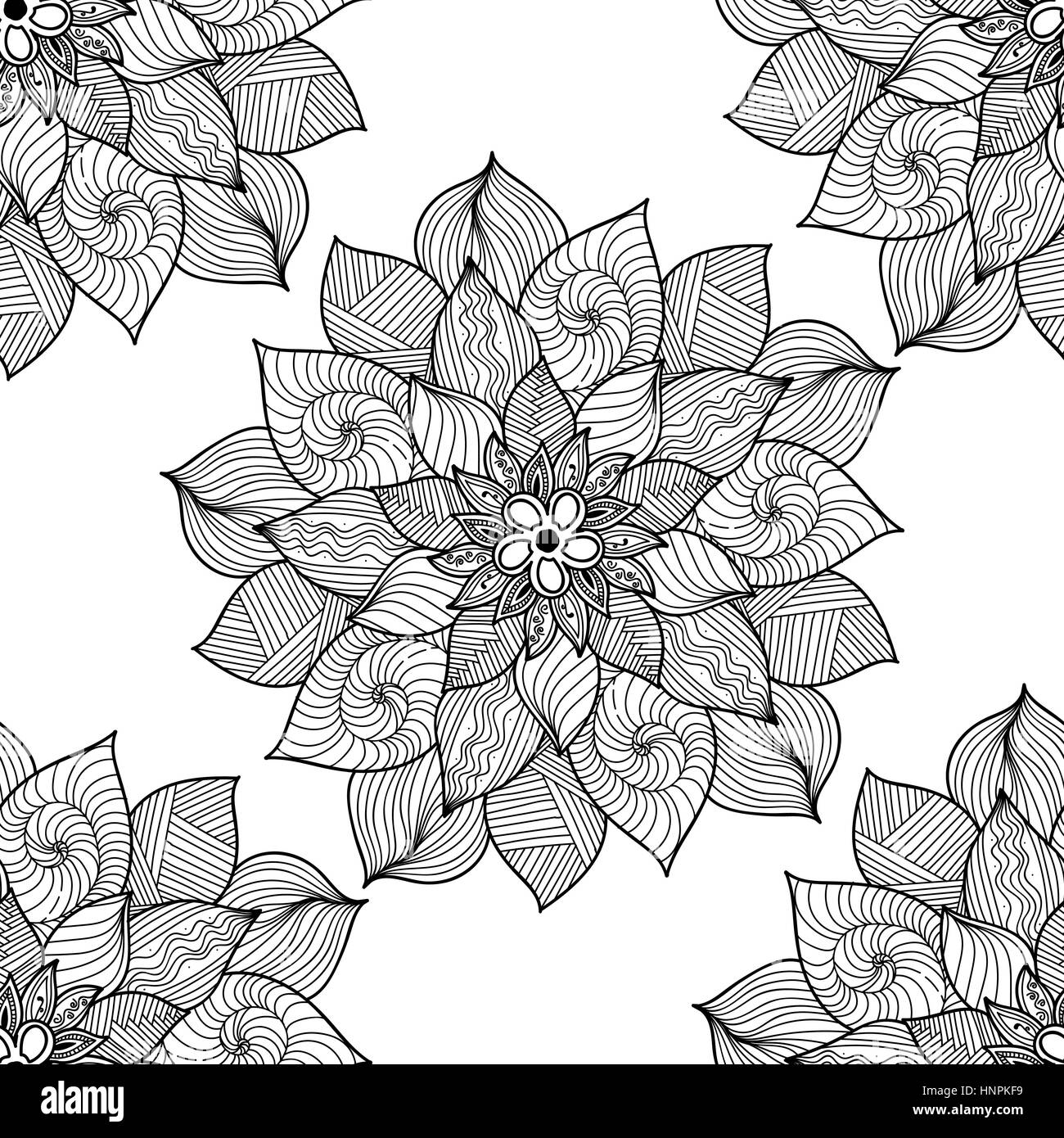 Mandala. Ornement rond noir et blanc. Page à colorier. Vector illustration. Modèle sans couture Illustration de Vecteur
