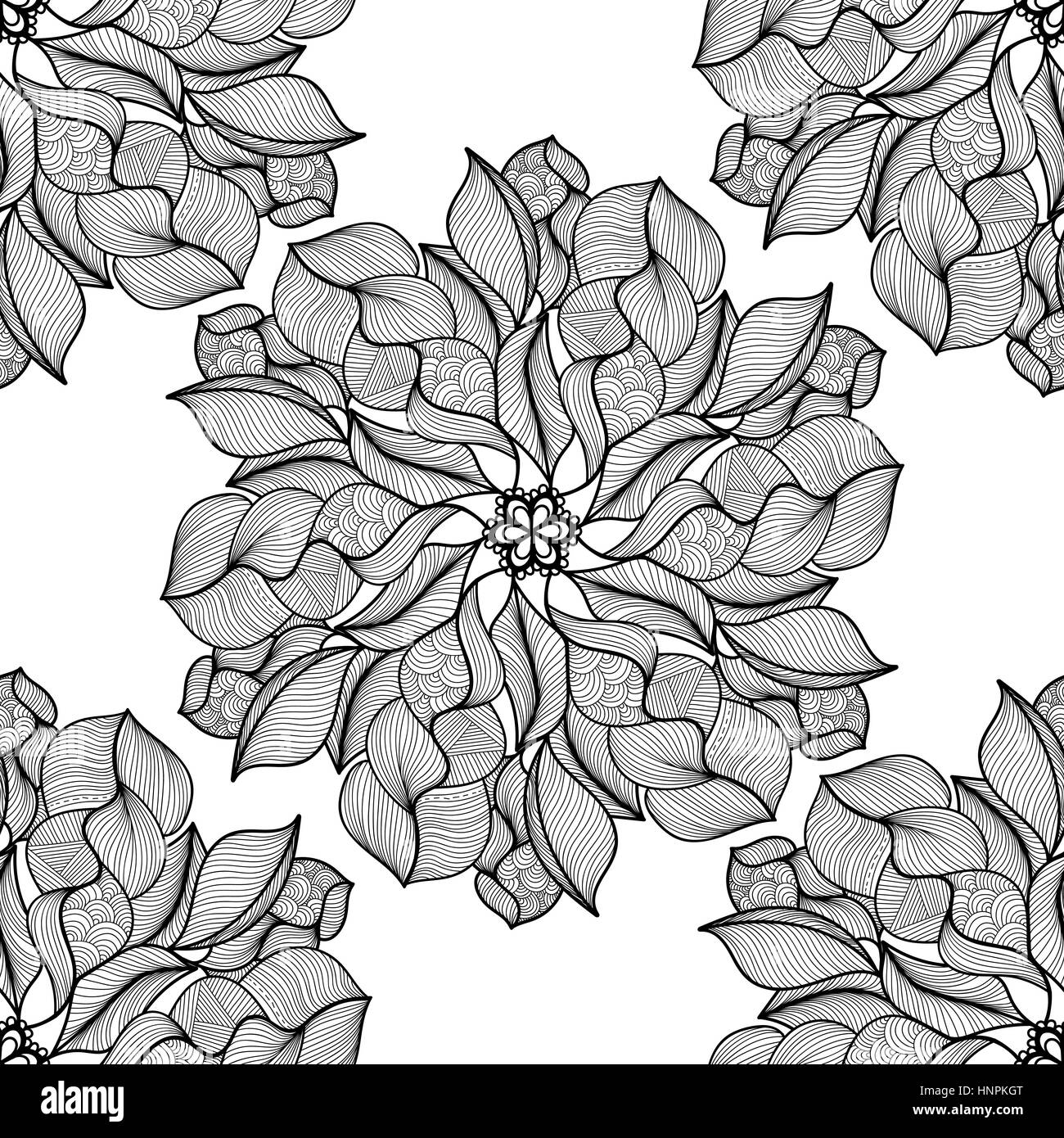 Mandala. Ornement rond noir et blanc. Page à colorier. Vector illustration. Modèle sans couture Illustration de Vecteur
