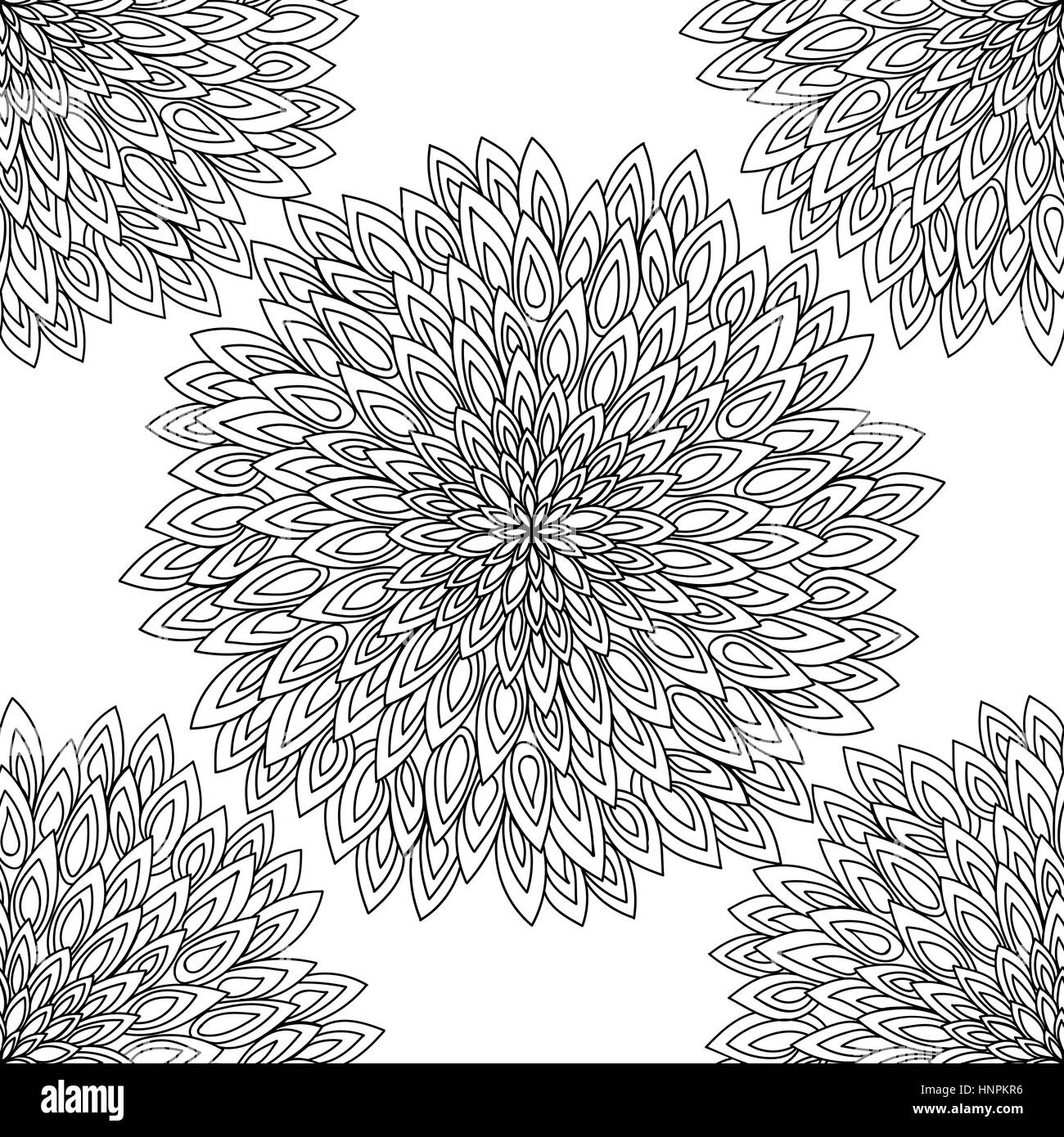 Mandala. Ornement rond noir et blanc. Page à colorier. Vector illustration. Modèle sans couture Illustration de Vecteur