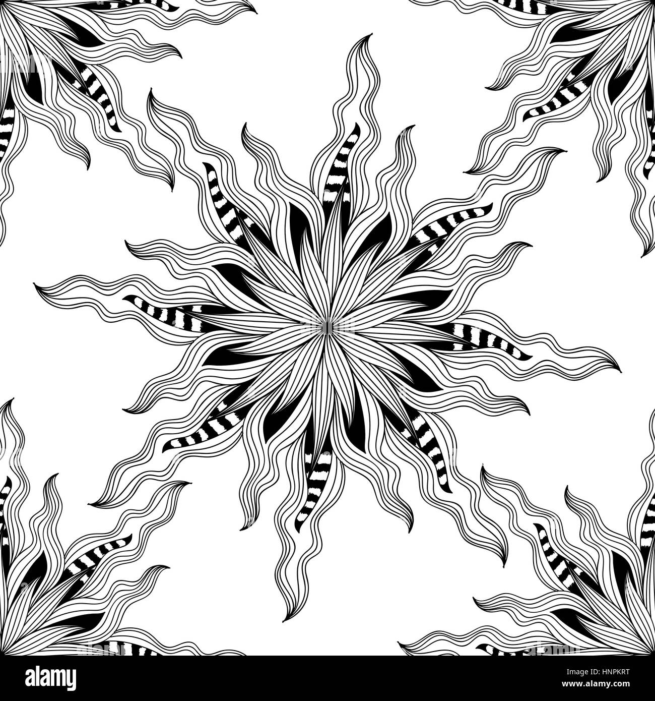Mandala. Ornement rond noir et blanc. Page à colorier. Vector illustration. Modèle sans couture Illustration de Vecteur