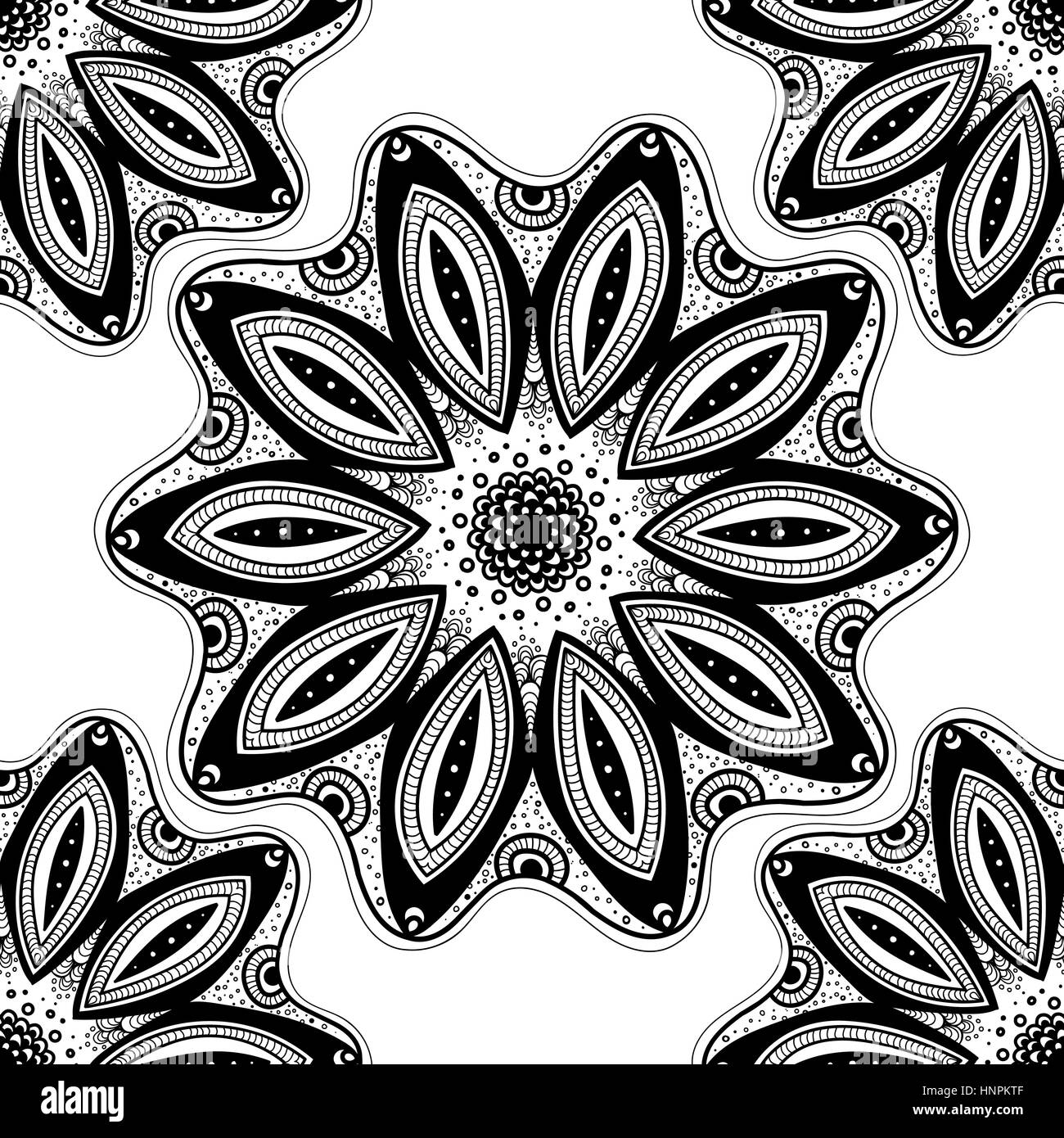 Mandala. Ornement rond noir et blanc. Page à colorier. Vector illustration. Modèle sans couture Illustration de Vecteur