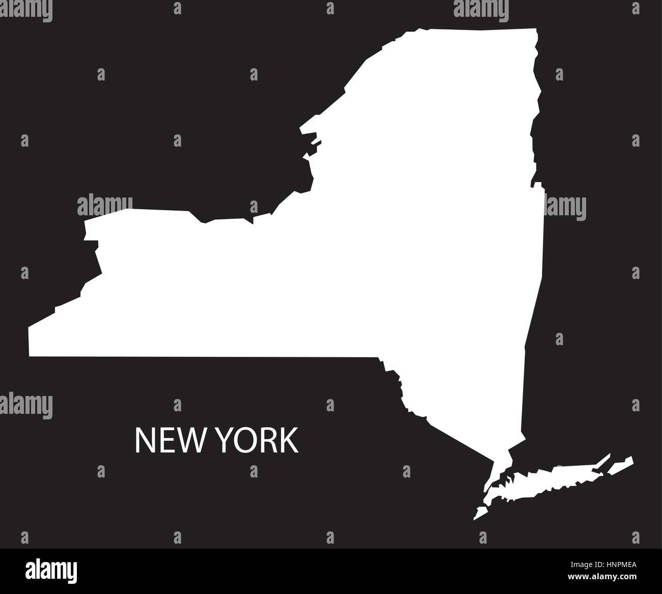 New York USA Map silhouette inversé noir Illustration de Vecteur