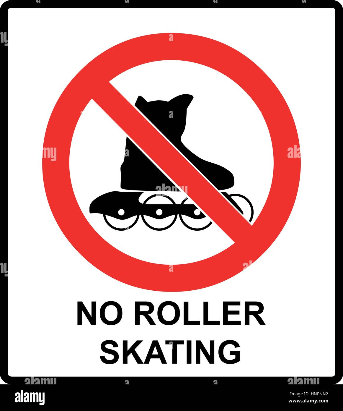 S'il vous plaît, pas de signe de roller dans le vector isolated on white interdiction autocollant pour lieux publics symbole. Illustration de Vecteur