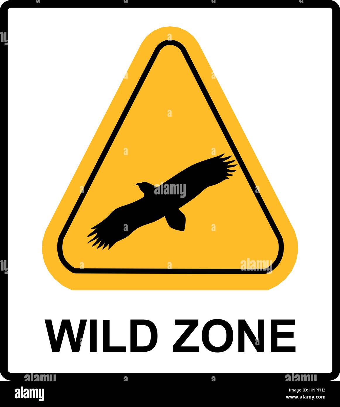 Panneau d'avertissement. signal de danger avec eagle. vecteur symbole de la silhouette en triangle jaune. Illustration de Vecteur