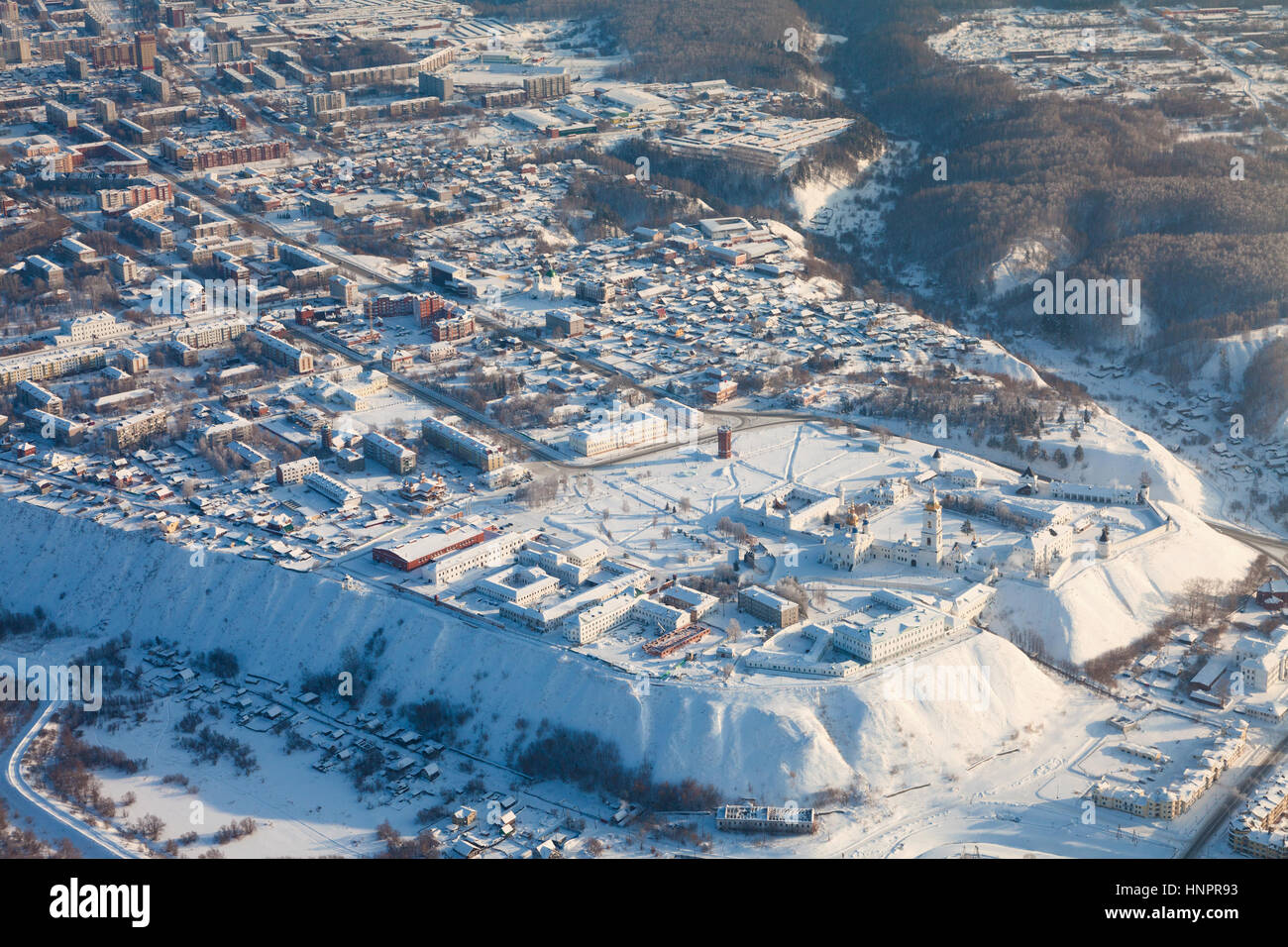 Tobolsk, région de Tioumen, en Russie en hiver, vue du dessus Banque D'Images