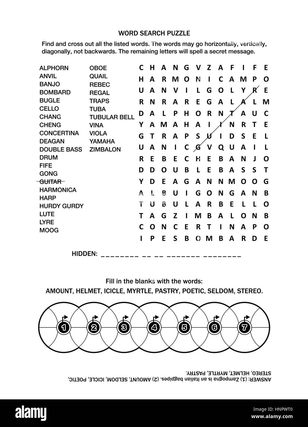 Puzzle page avec deux jeux de mots (en anglais) pour adultes ou enfants. Le noir et blanc, A4 ou lettre. Réponse inclus. Illustration de Vecteur