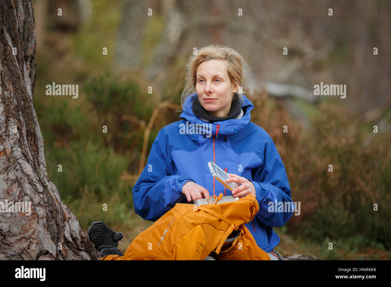 Randonnée femme en Ecosse Banque D'Images
