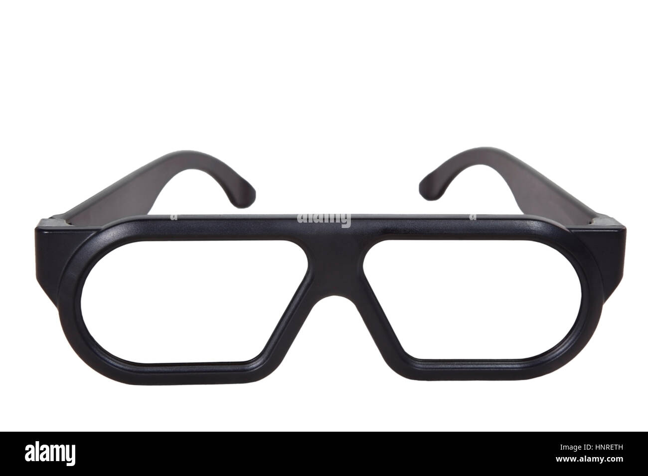 Noir en plastique isolé 3-D theatre lunettes. Banque D'Images