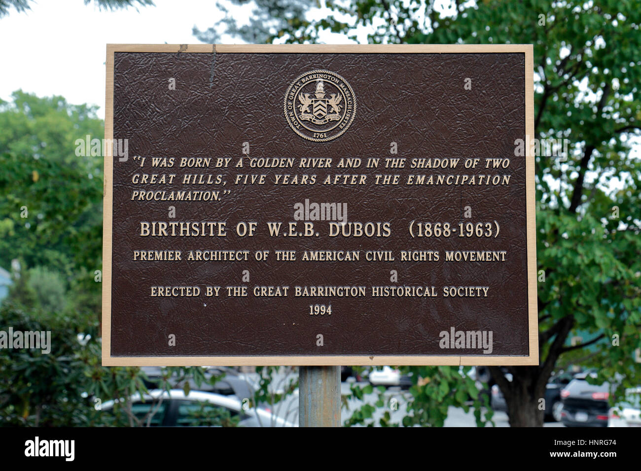 Lieu de mémoire à la naissance de l'emplacement de African American Civil Rights architecte W.E.B. DuBois à Great Barrington, comté de Berkshire, Massachusetts, United States. Banque D'Images
