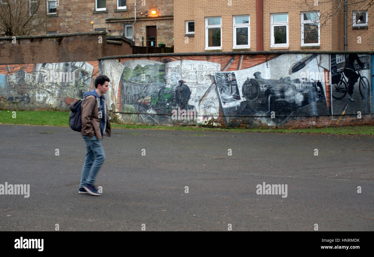 Rivière Kelvin Walkway scenes près de la station de métro Kelvinbridge murales Banque D'Images