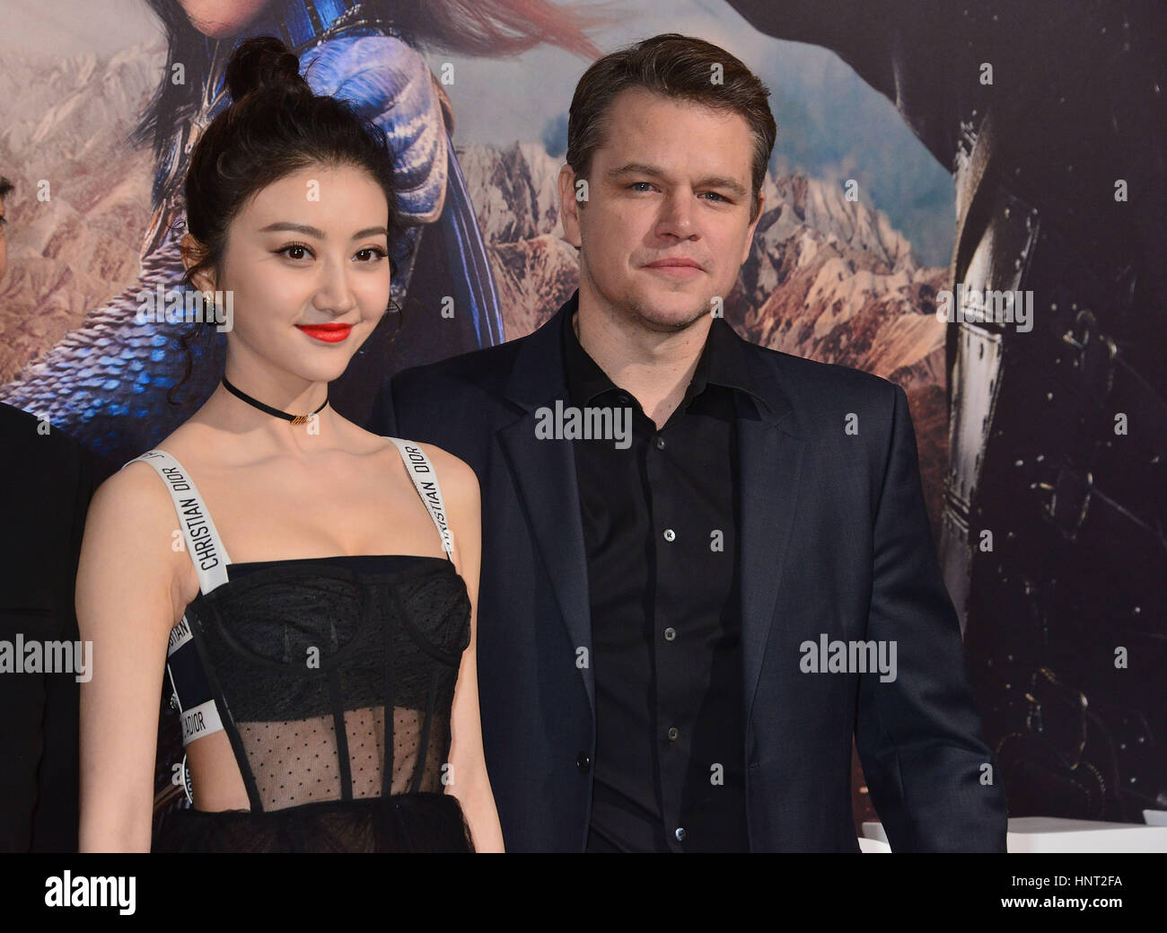 Los Angeles, Californie, USA. 15 février 2017. Jing Tian, Matt Damon 037 arrivant à la Grande Muraille Première au Chinese Theatre à Los Angeles. Le 15 février 2017. Credit : Tsuni / USA/Alamy Live News Banque D'Images