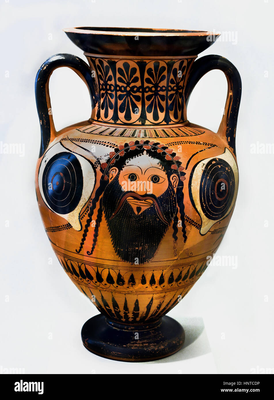 Masque de culte de Dionysos 520 BC Antimenes grec peintre,Grèce. Banque D'Images