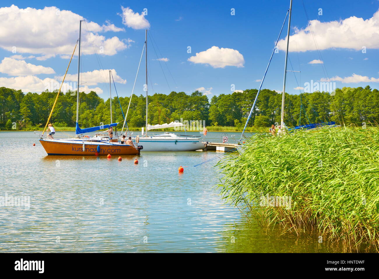 Voiliers à Sztynort Lake, région de la Mazurie, Pologne, Europe Banque D'Images