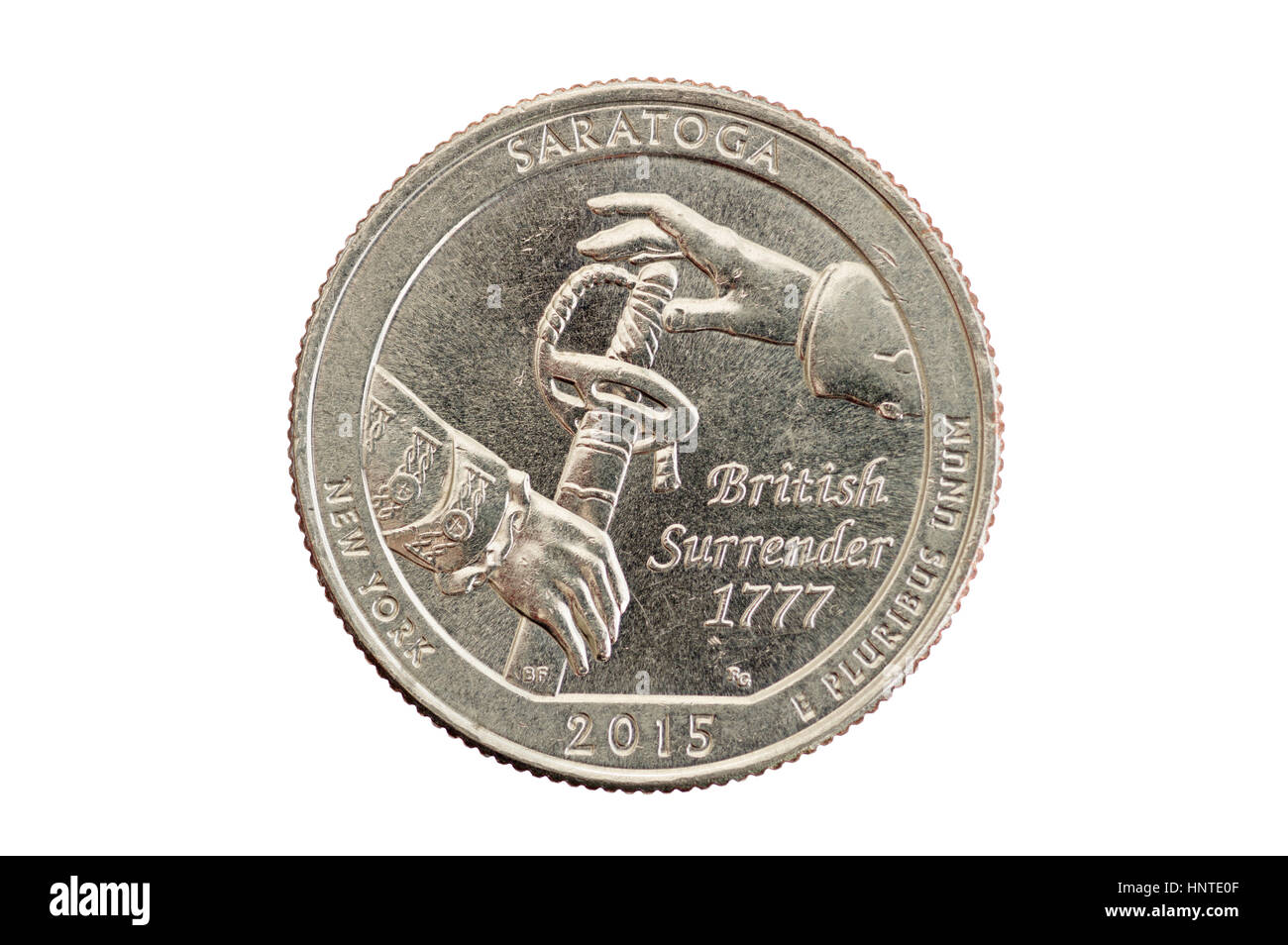 Saratoga trimestre commémorative coin isolated on white Banque D'Images