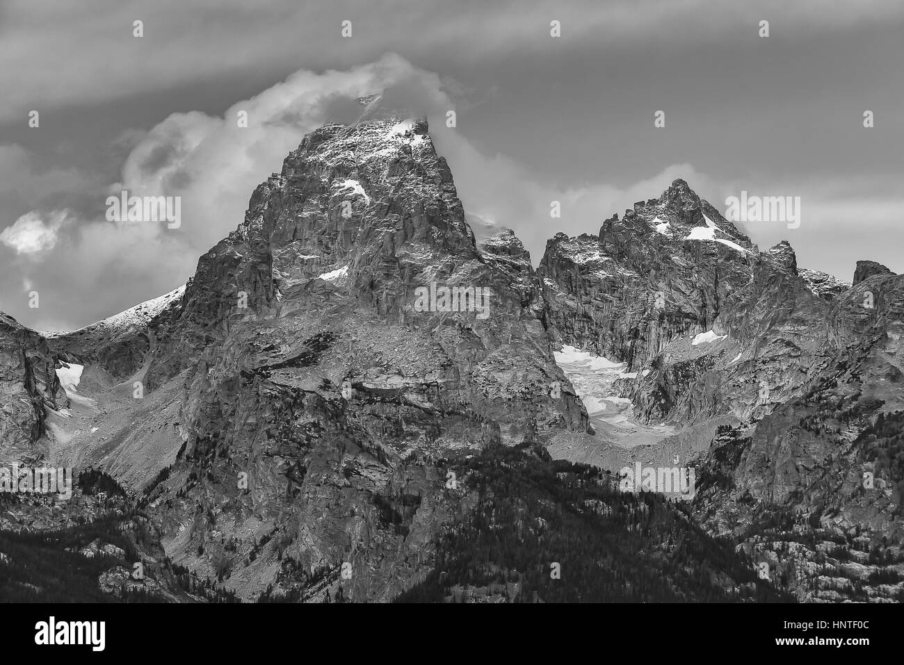 Paysage de Grand Teton National Park à l'automne, noir et blanc photographie de paysage Banque D'Images