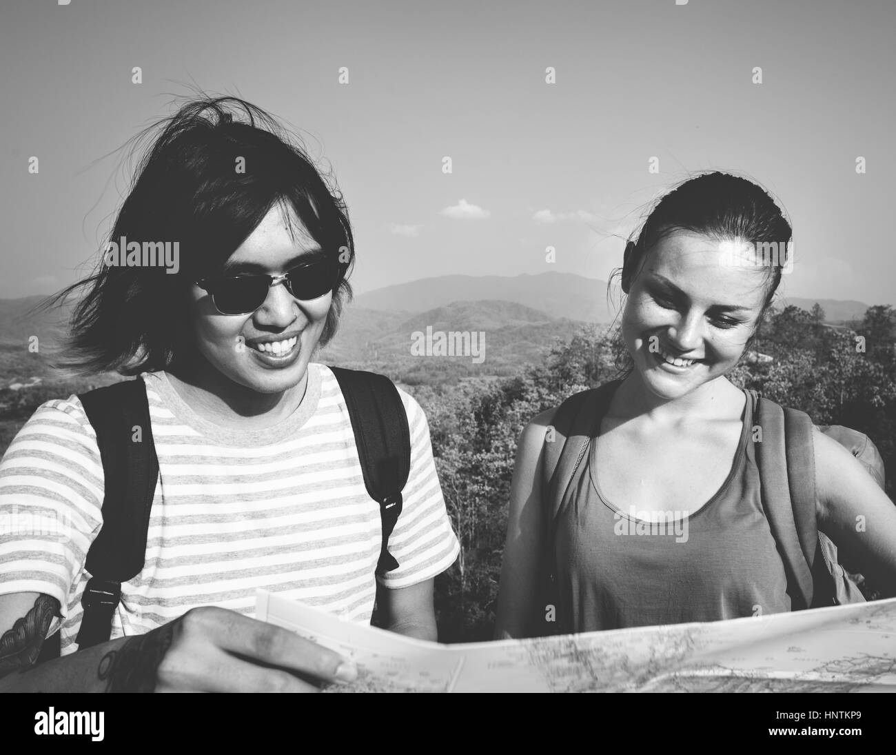 Concept de vacances voyage Couple Explorer Banque D'Images
