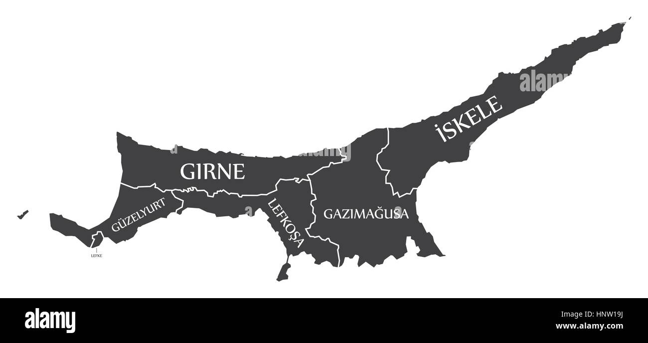 Chypre du Nord site étiqueté illustration noir Illustration de Vecteur