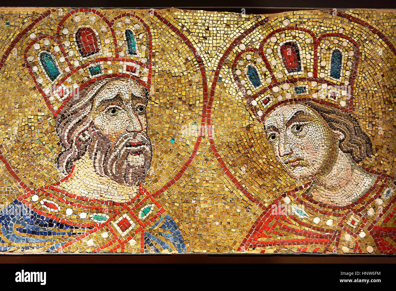 14e siècle mosaïques du profet David et Solomon de la paroi sud de l'Ante Baptsitery. Basilique San Marco ( la Basilique St Marc ) Venise, ita Banque D'Images